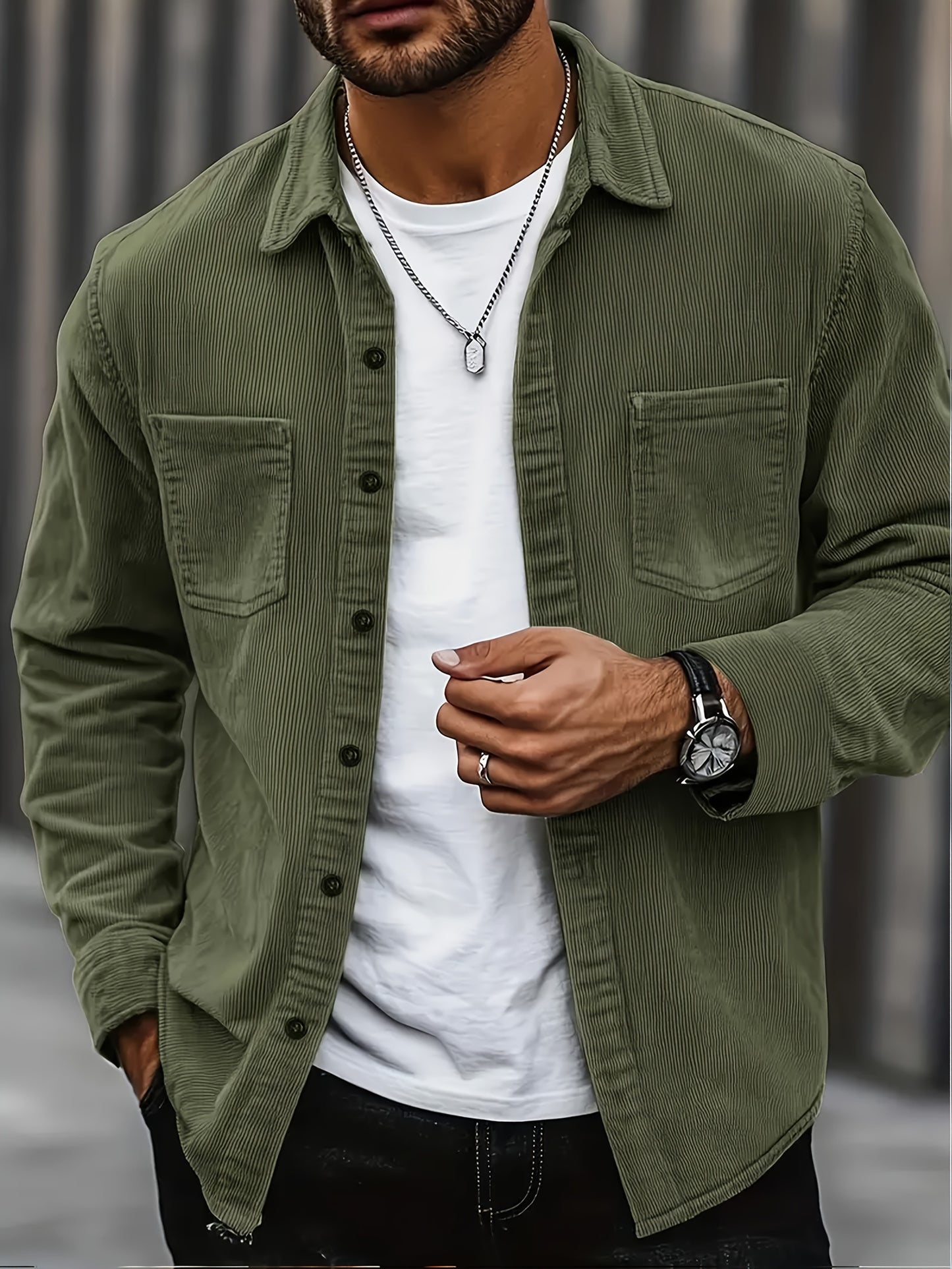 Cardigan décontracté en velours côtelé