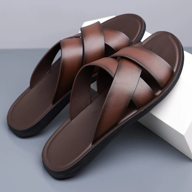 Elegant Leather Men's Slippers