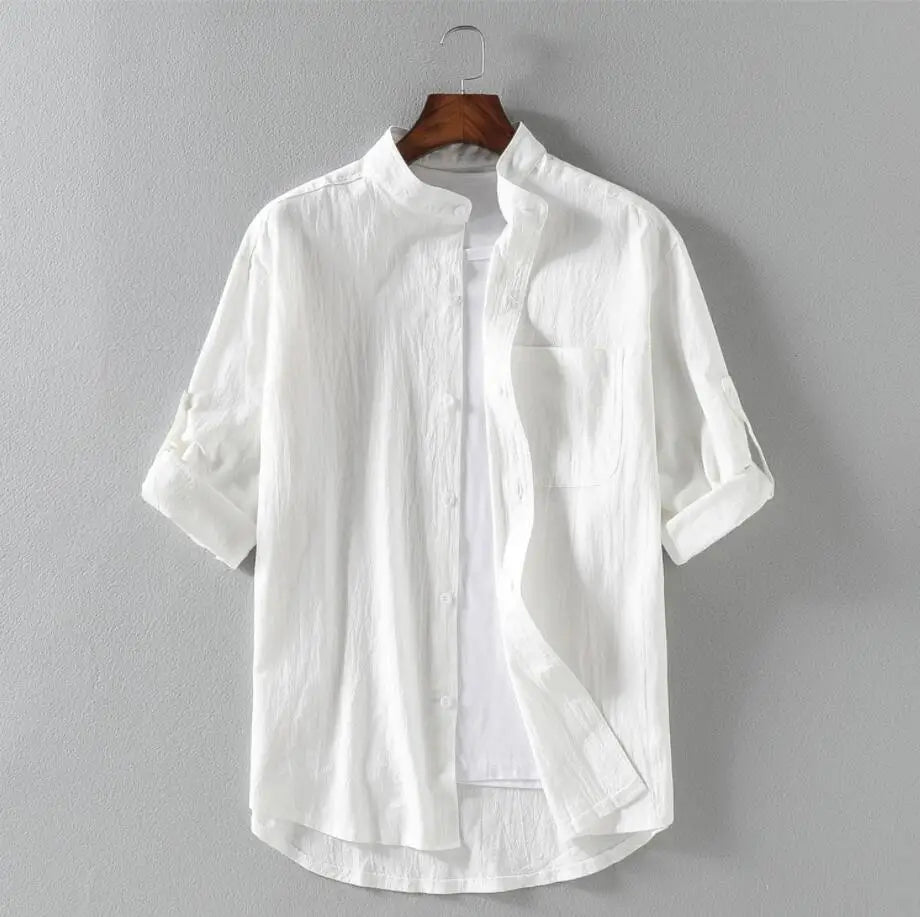 Camicia da uomo in lino a maniche corte