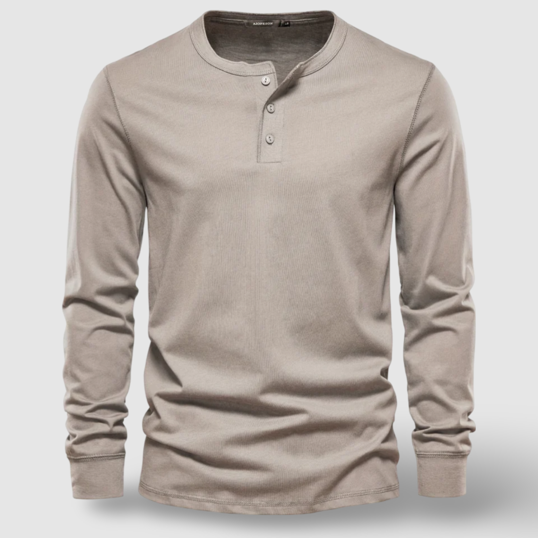 Elegant Cotton Long Sleeve Henley