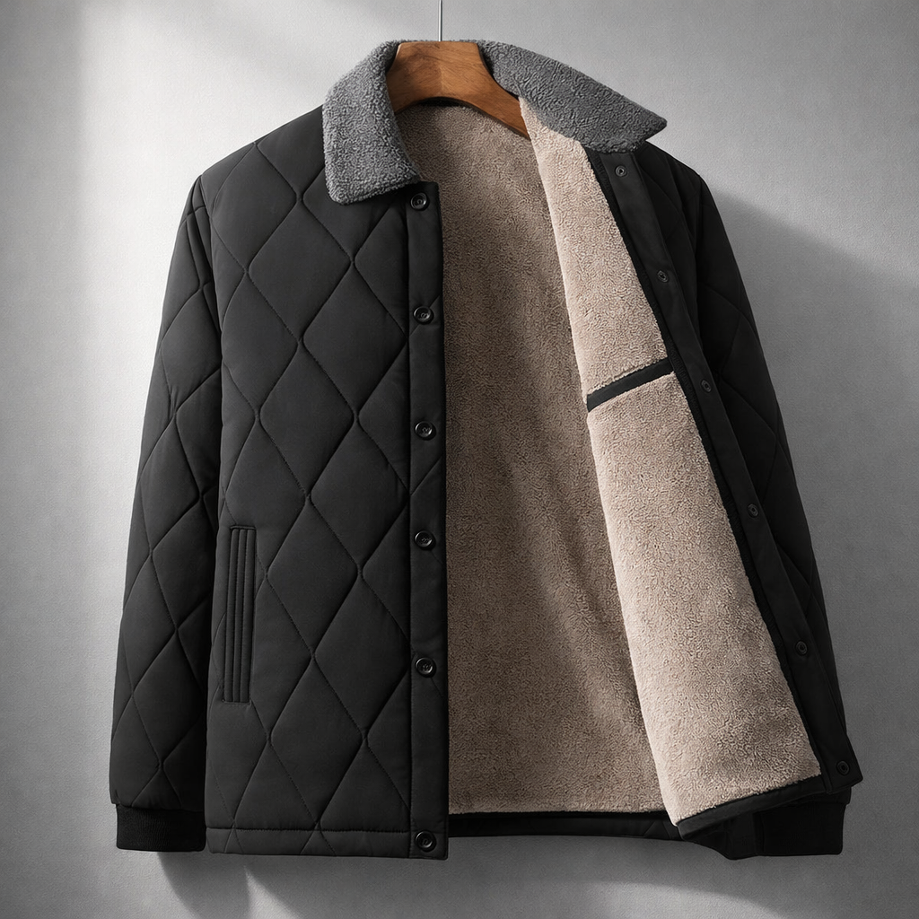 Elegant Quilted Fleece Bomber Jacket