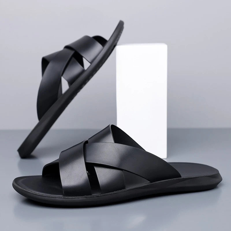 Elegant Leather Men's Slippers