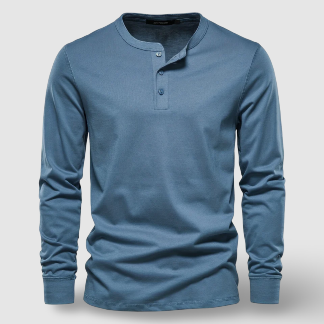 Elegant Cotton Long Sleeve Henley