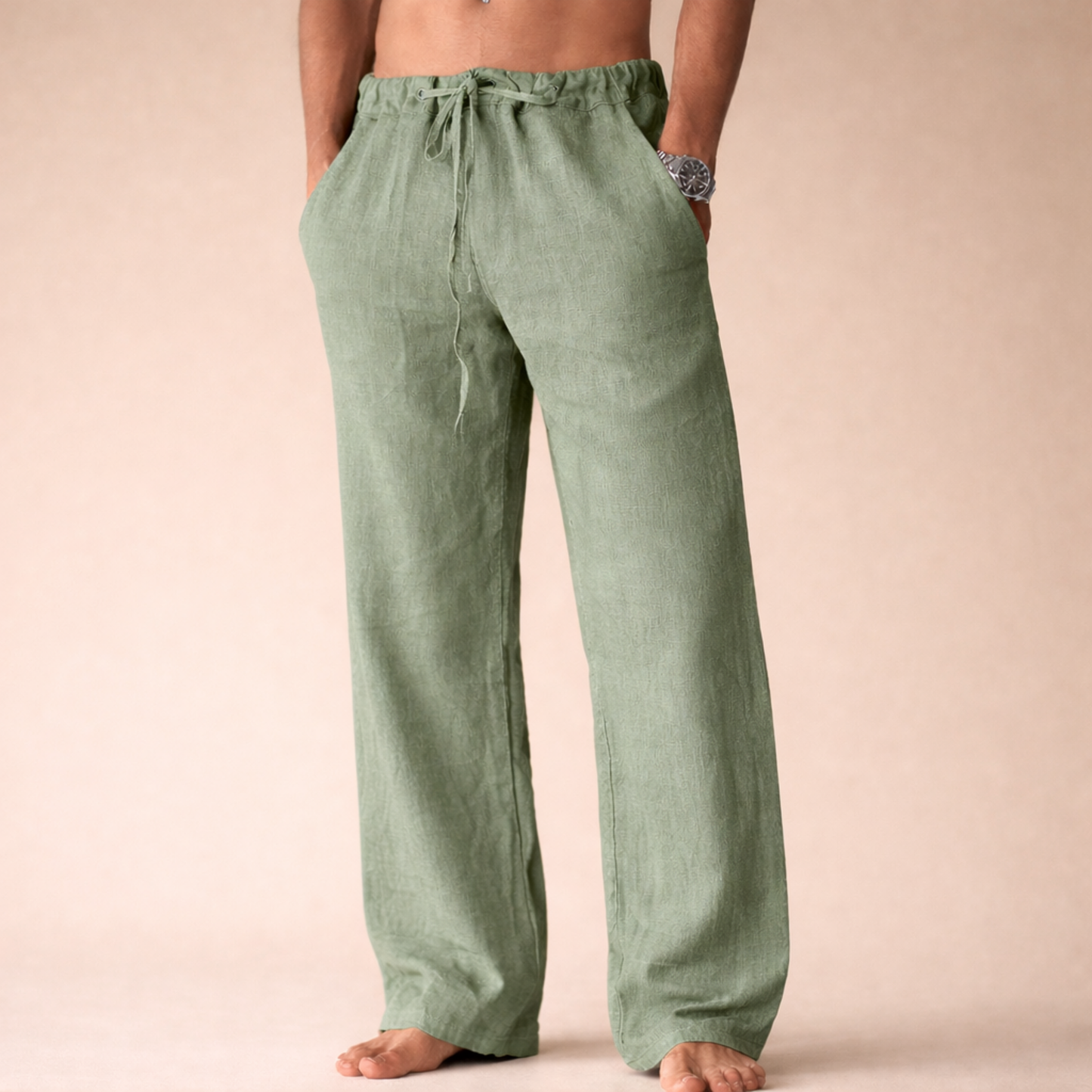 Pantaloni casual da uomo in lino