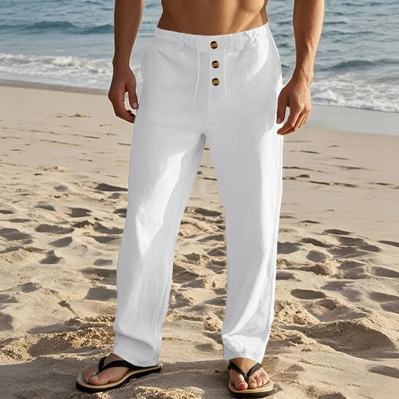 Eleganti pantaloni da spiaggia in lino