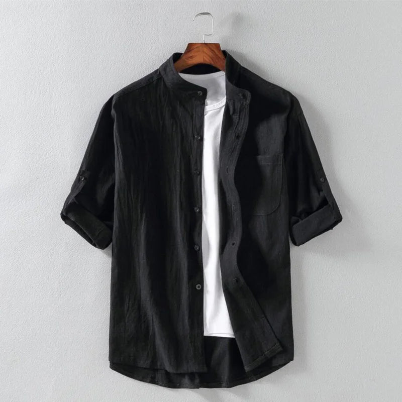 Camicia da uomo in lino a maniche corte