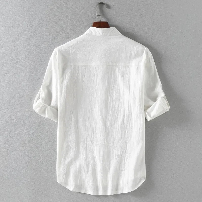 Camicia da uomo in lino a maniche corte