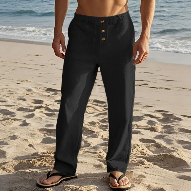 Eleganti pantaloni da spiaggia in lino