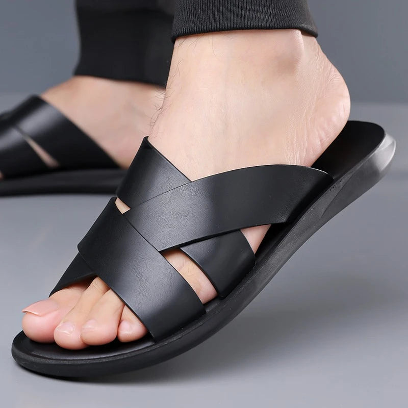 Elegant Leather Men's Slippers
