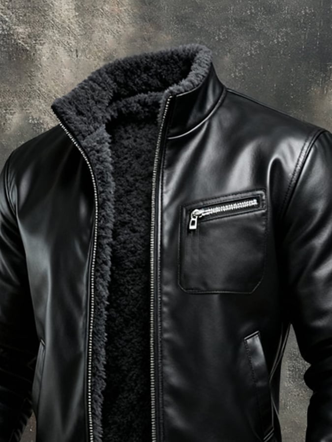 Elegant Fleece Lined Leather Jacket