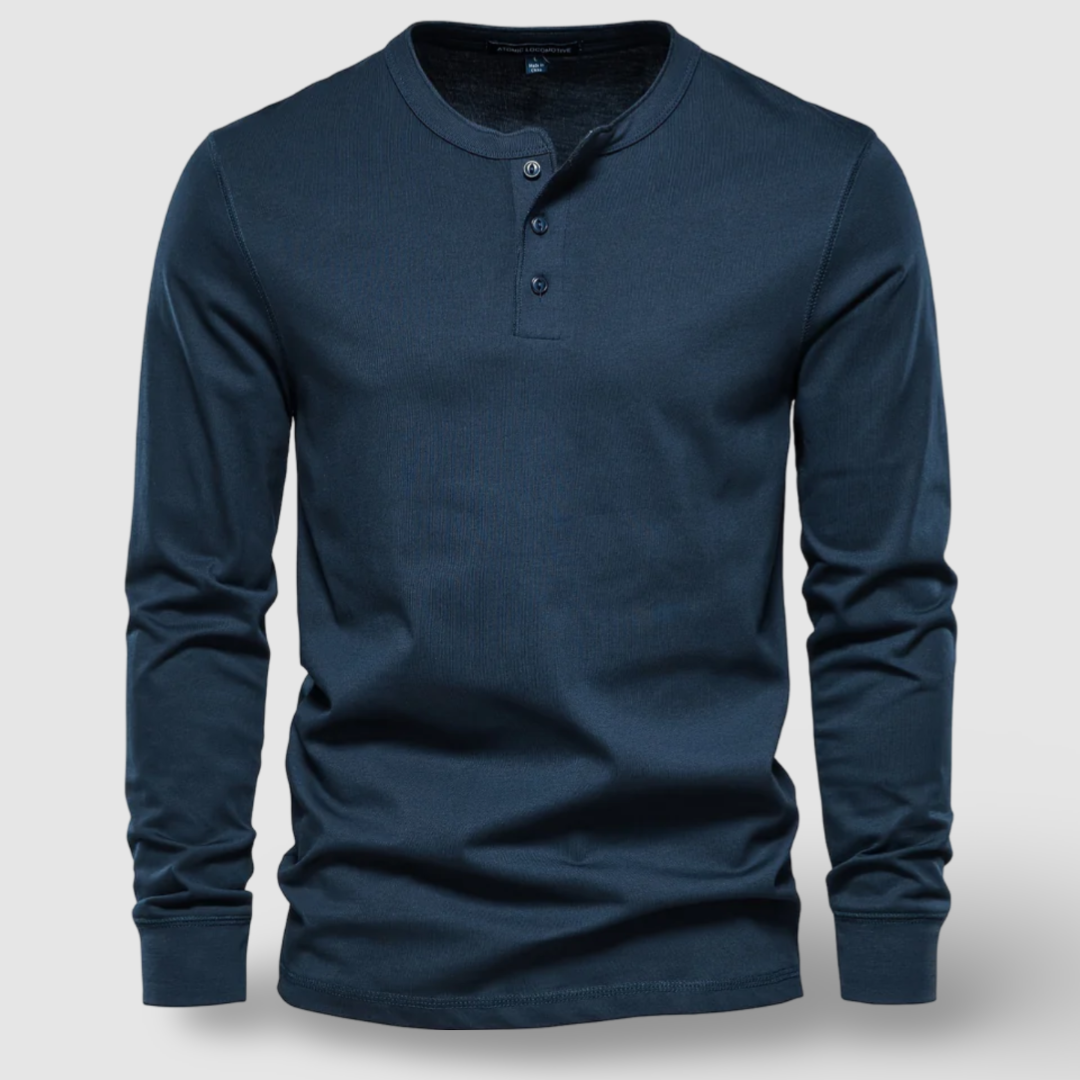Elegant Cotton Long Sleeve Henley