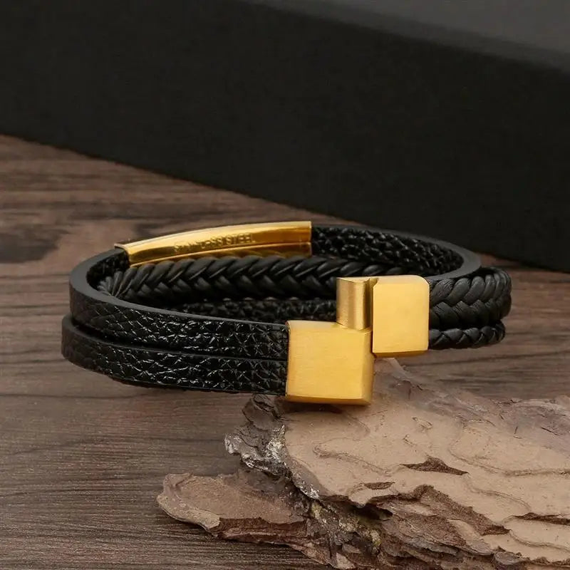 Elegant Woven Leather Men's Bracelet