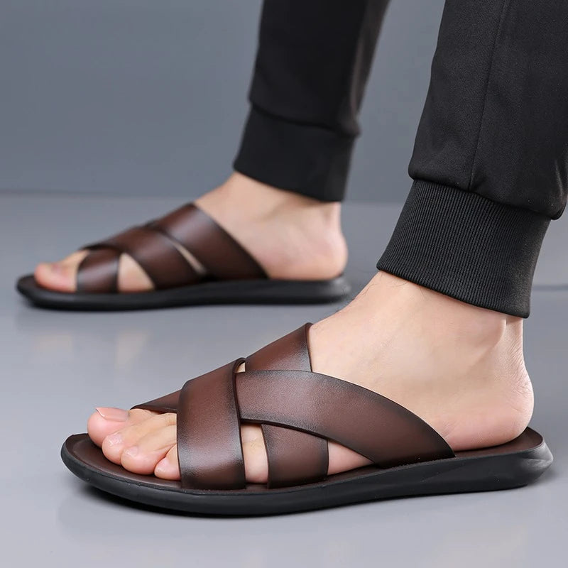 Elegant Leather Men's Slippers