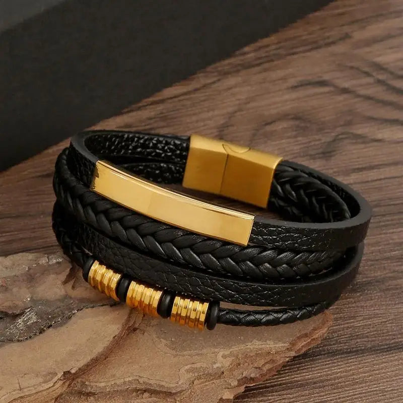 Elegant Woven Leather Men's Bracelet