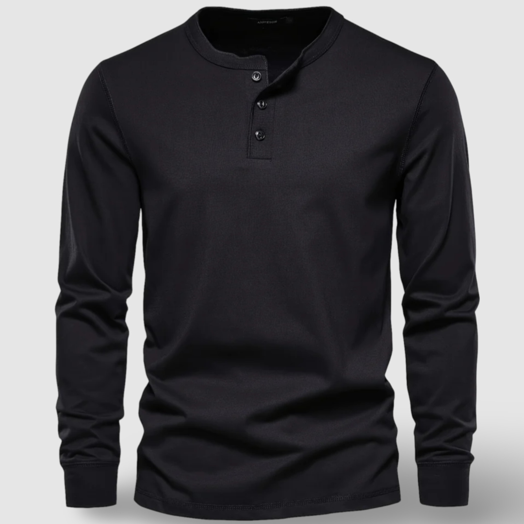 Elegant Cotton Long Sleeve Henley