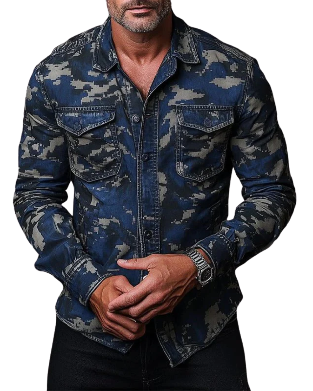 Elegante camicia da uomo in stile mimetico