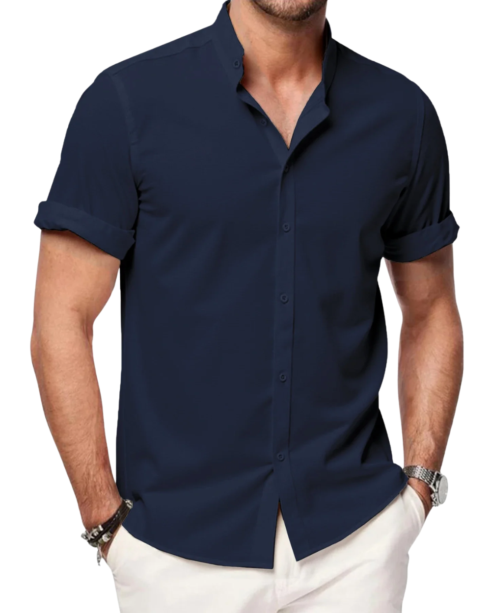 Elegante camicia di lino a maniche corte