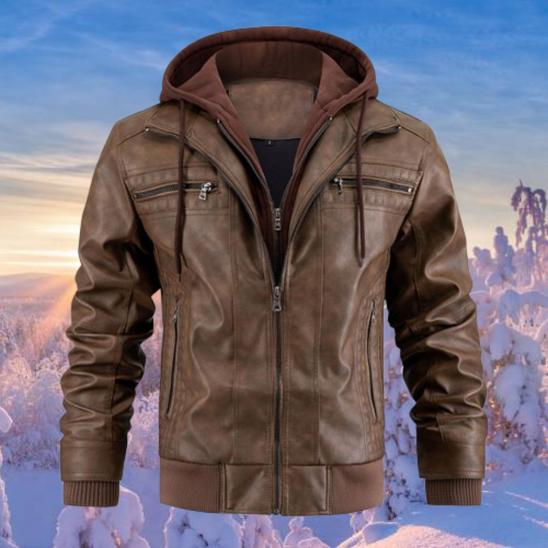 Casual Hooded Leather Jacket