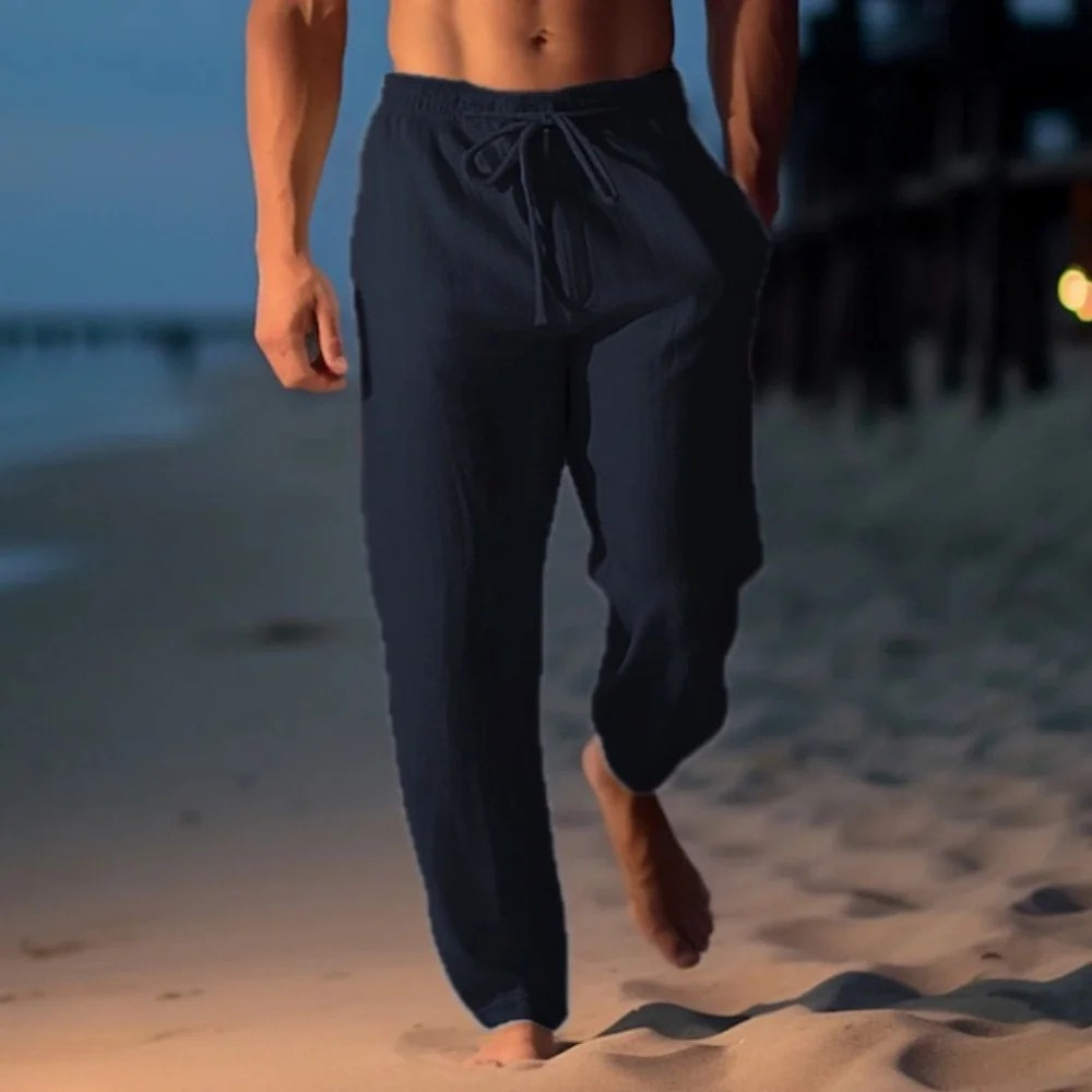 Pantalon élégant en coton et lin