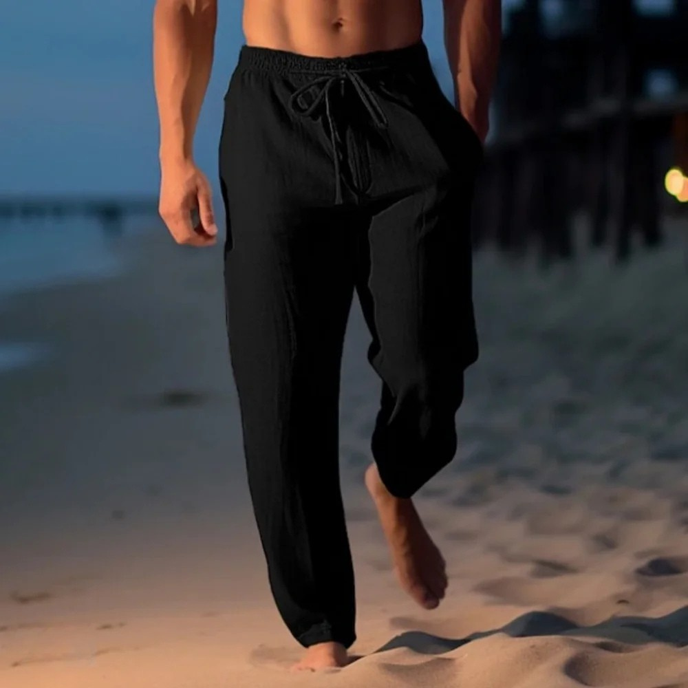 Pantalon élégant en coton et lin