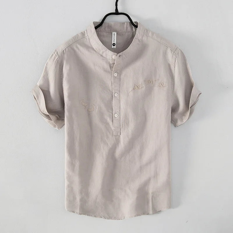 Elegante camicia estiva in misto cotone e lino
