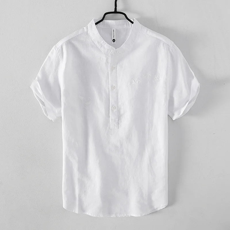 Elegante camicia estiva in misto cotone e lino