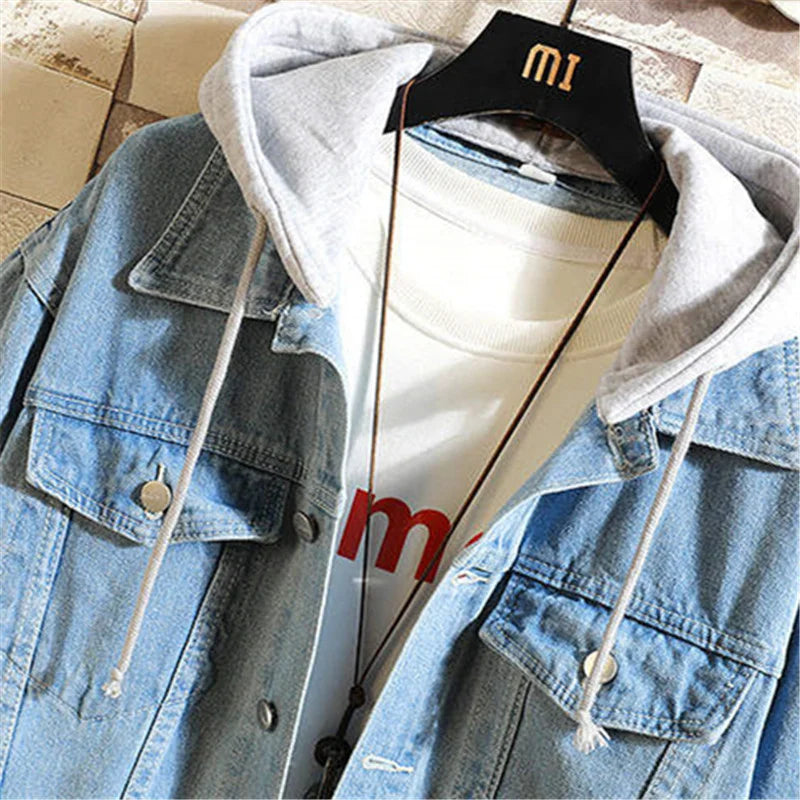 Elegant Hooded Denim Jacket