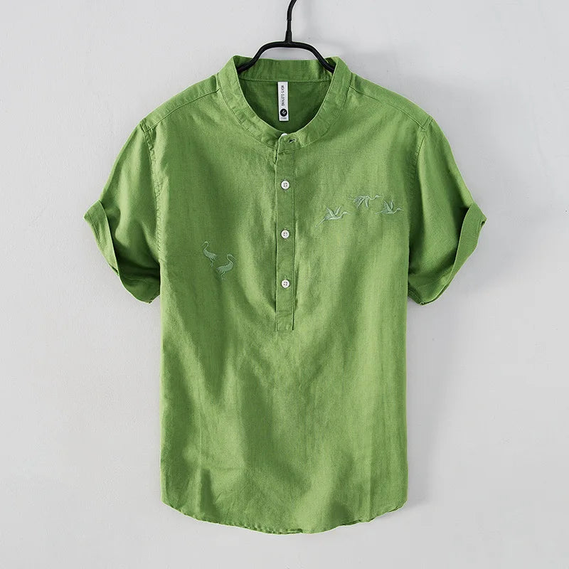 Elegante camicia estiva in misto cotone e lino