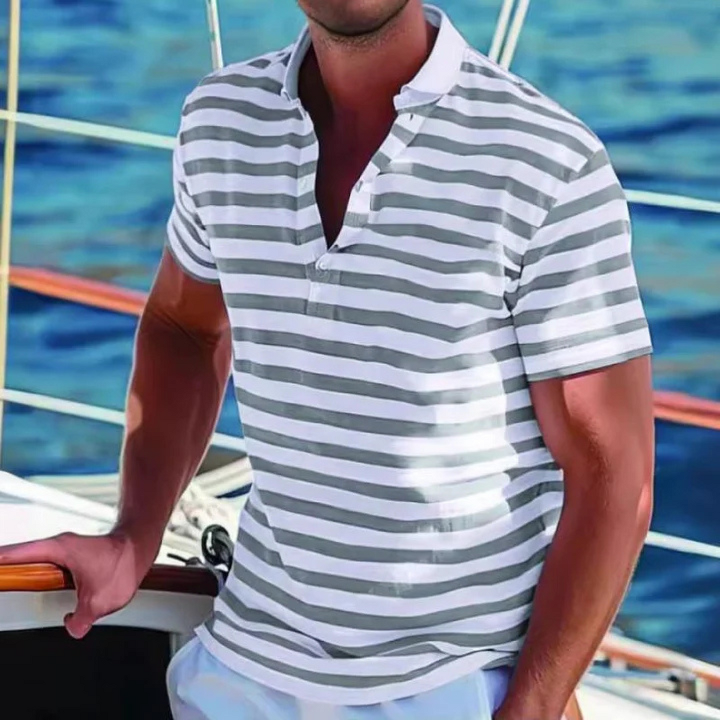 Casual Striped Polo Shirt