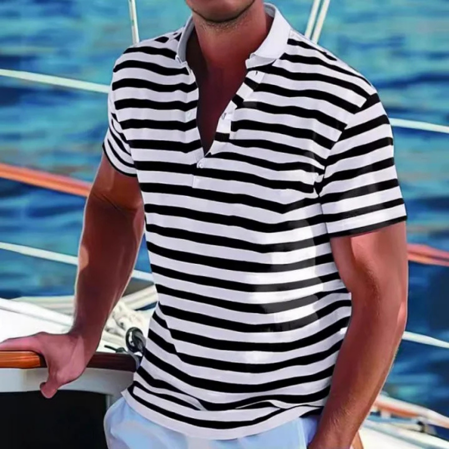 Casual Striped Polo Shirt