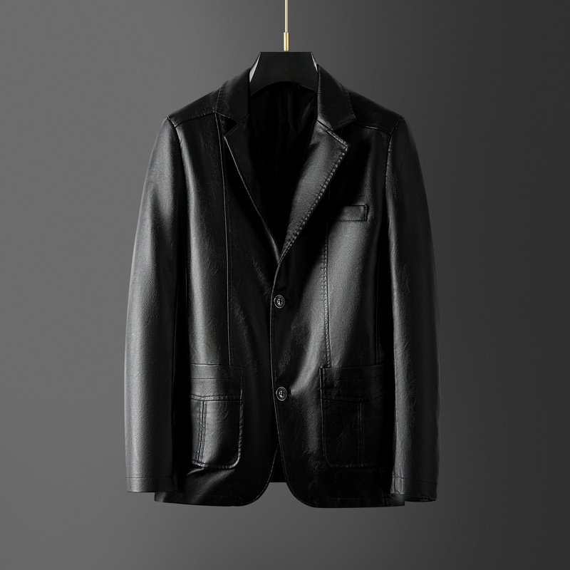 Elegant Leather Men's Blazer