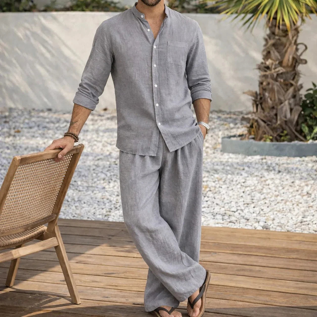 Elegante set in lino leggero e traspirante