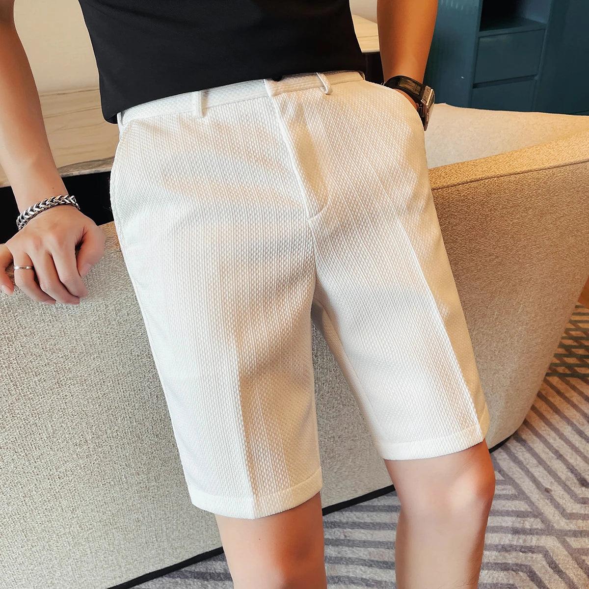 Eleganti pantaloncini a nido d'ape