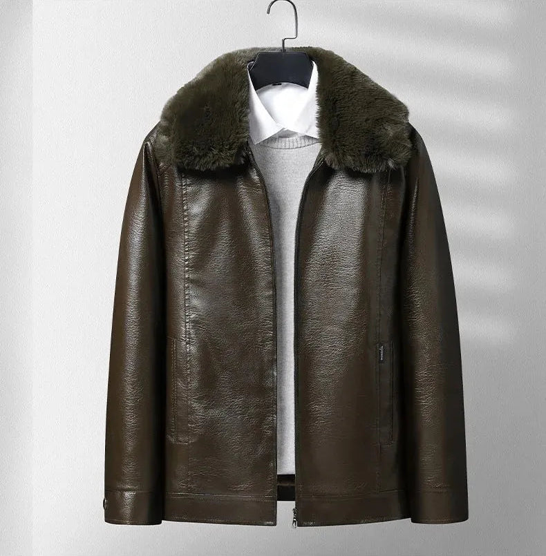 Thickened Fleece Leather Jacket
