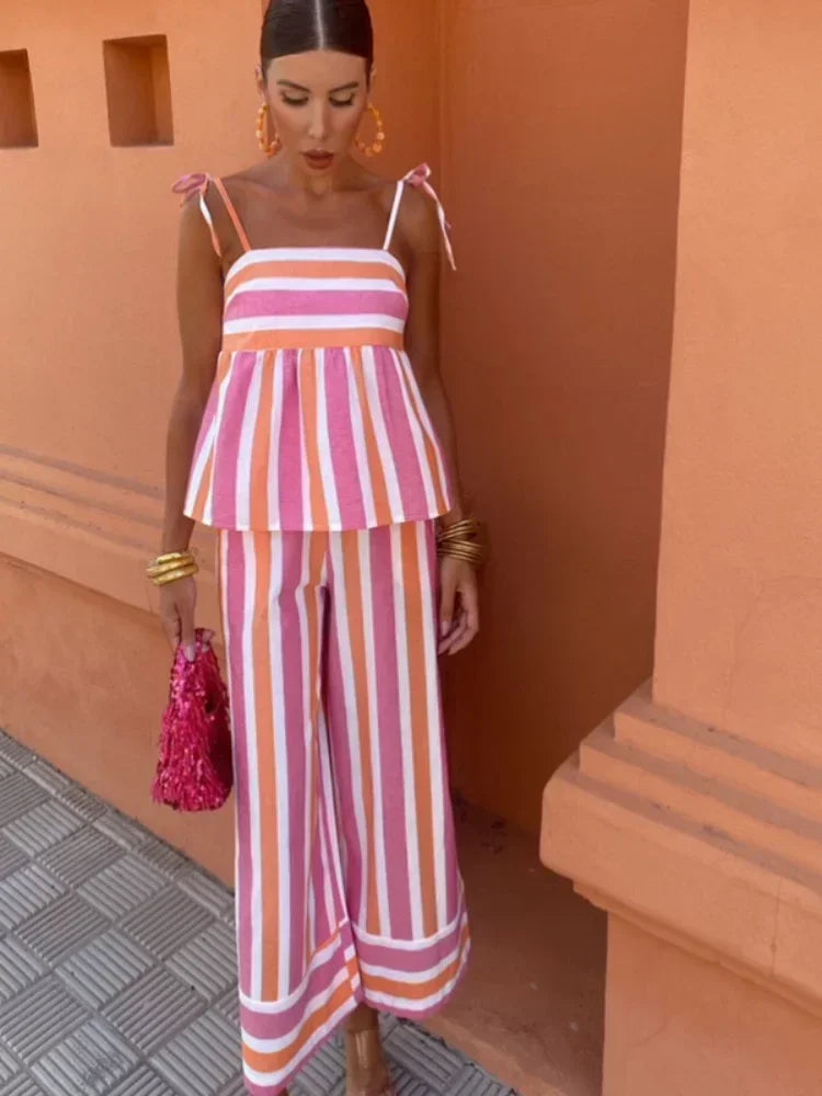 Lila - Printed Trouser Set Summer Ooutfit