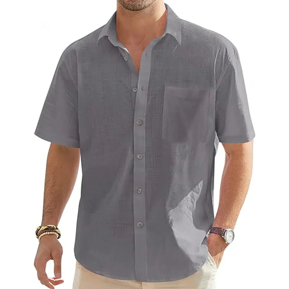 Cotton Linen Short-Sleeved Shirt