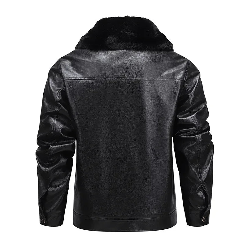 Thickened Fleece Leather Jacket
