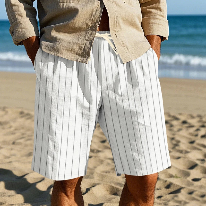 Elegant Striped Linen Shorts