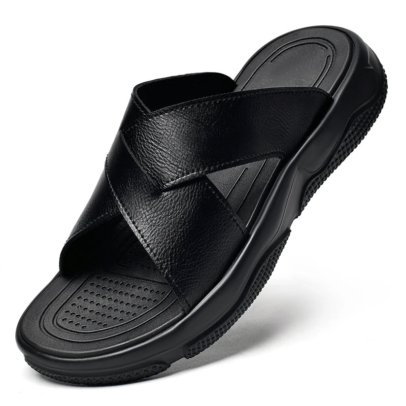 Eleganti sandali da spiaggia in pelle