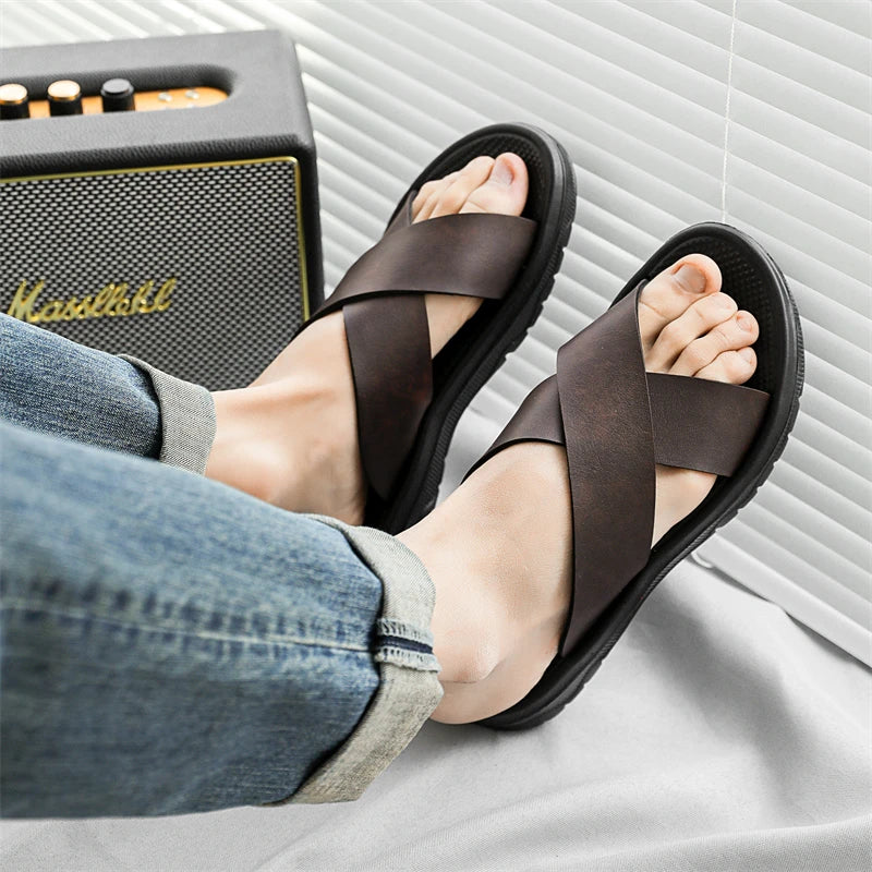 Sandali casual in pelle