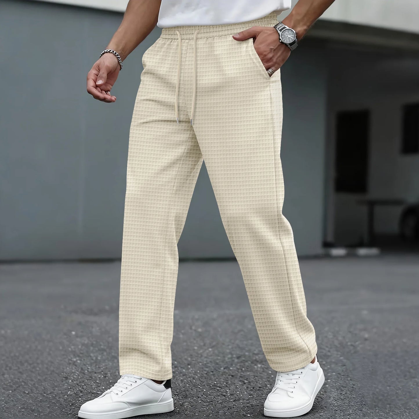 Elegant Waffle Knit Pants