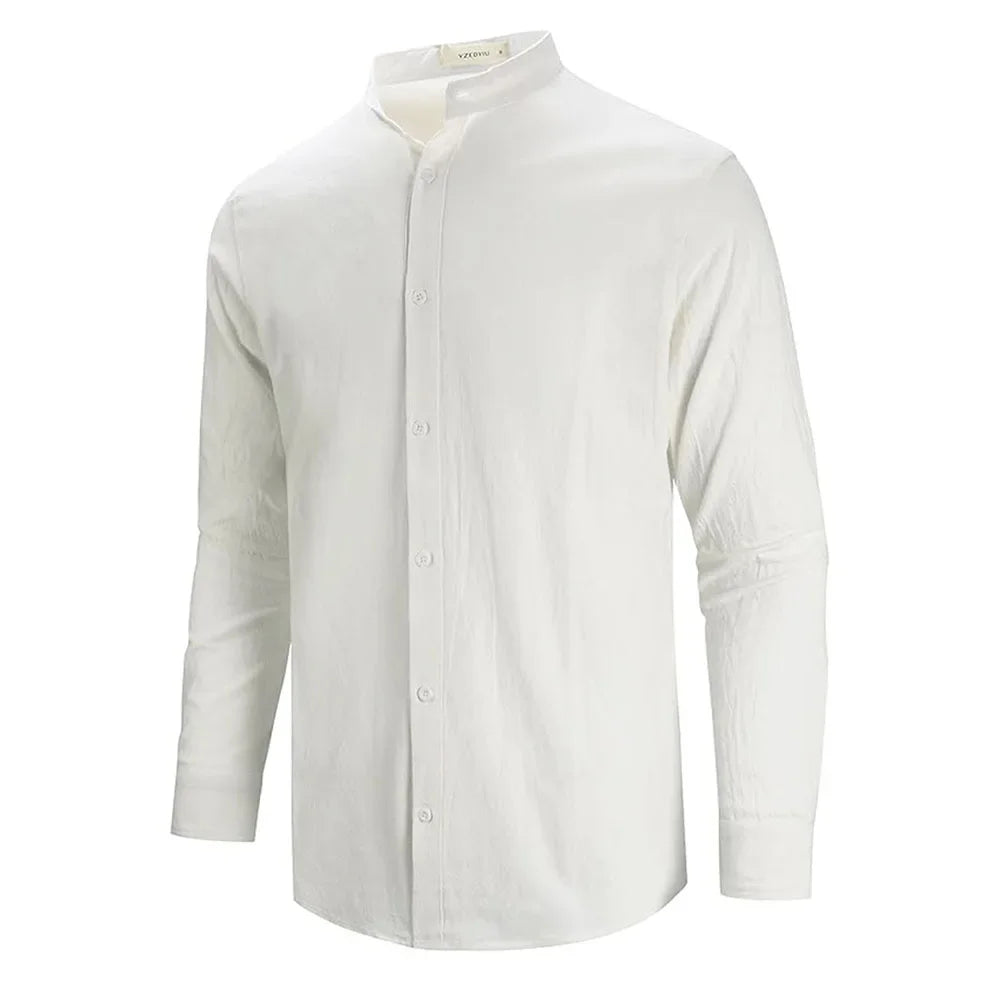 Elegant Long Sleeved Cotton Linen Shirt