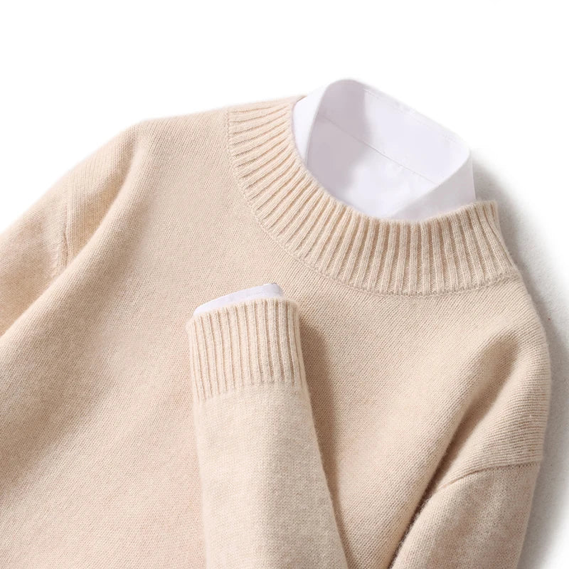 Elegant High Collar Merino Wool Turtleneck
