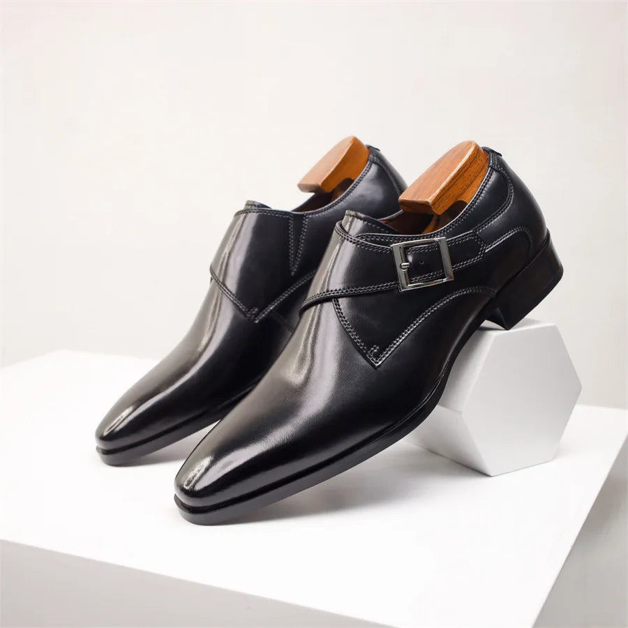 Chaussures à boucle en cuir italien