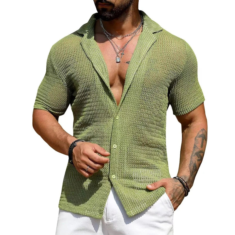 Elegante camicia lavorata a maglia