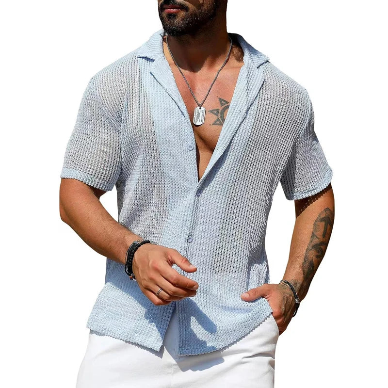 Elegante camicia lavorata a maglia