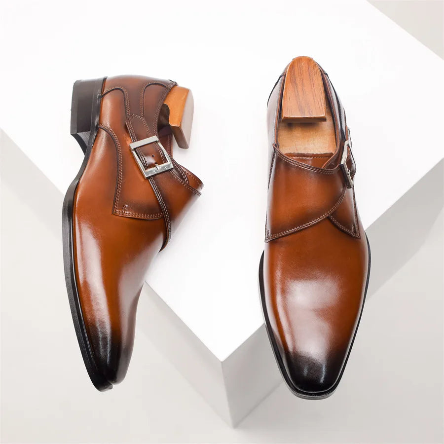 Chaussures à boucle en cuir italien