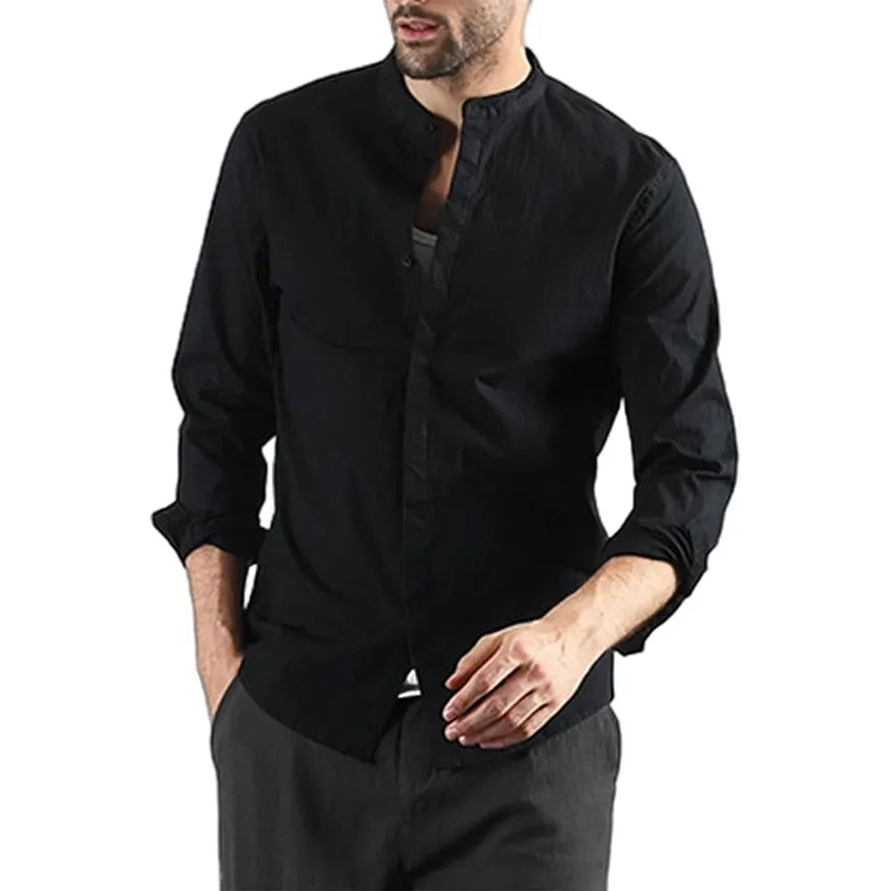 Elegant Long Sleeved Cotton Linen Shirt