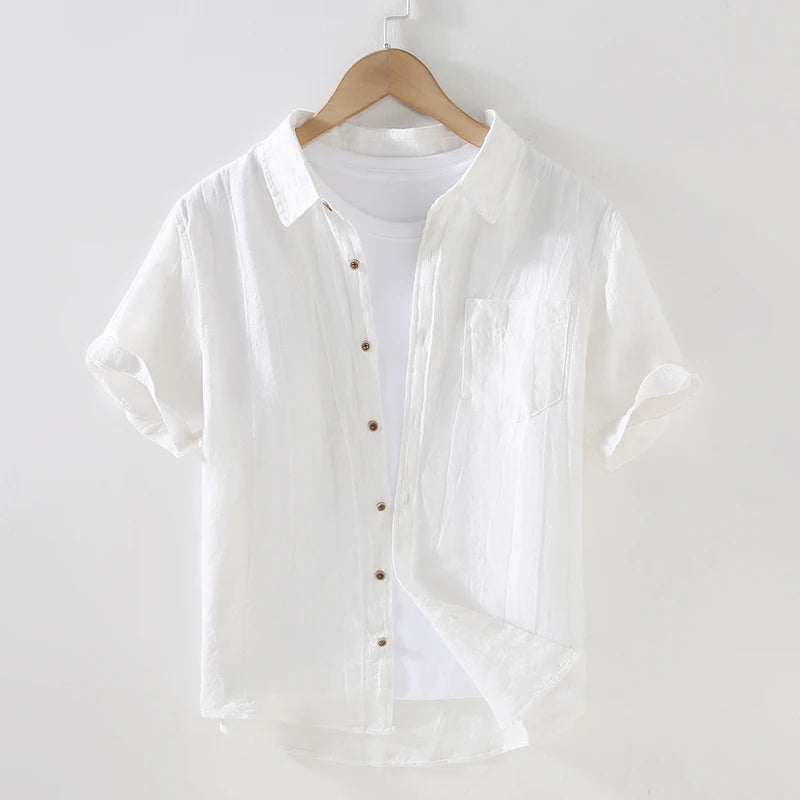 Elegante camicia in lino a maniche corte
