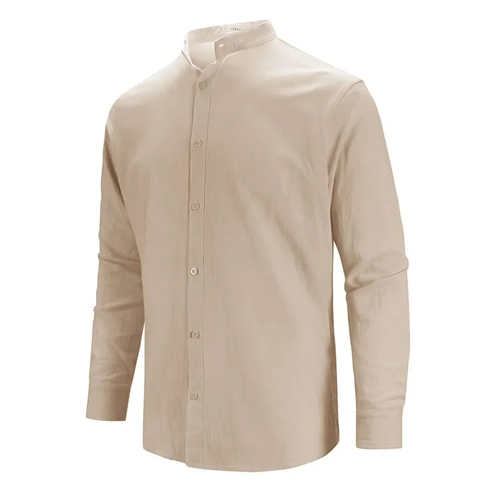 Elegant Long Sleeved Cotton Linen Shirt